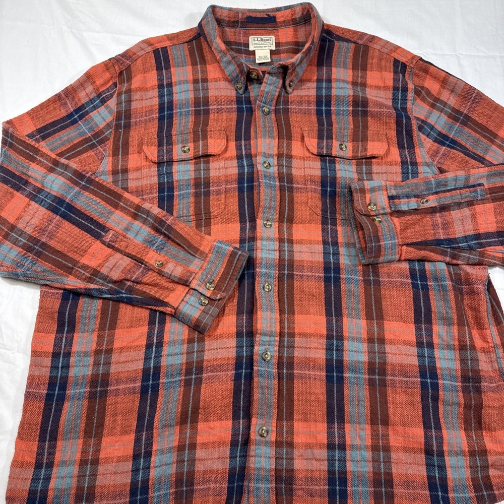 FLANNEL SHIRT SLIGHTLY FITTED L.L.Bean Mens Size XXXL Red Plaid Outdoor
